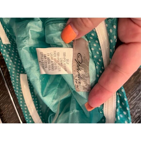 Ophelia Green Polka Dot Strapless Retro Bustier Mini Dress sz S - Picture 7 of 7